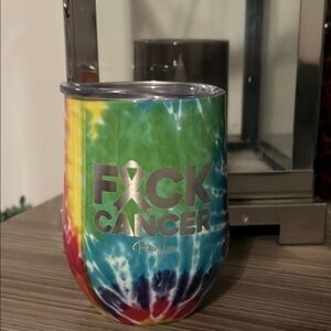 Fuc* Cancer Ribbon Tie Dye Insulated Wine Cup
New